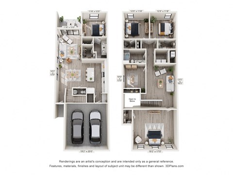 Floor plan for 4 beds, 2.5 baths, 2418 sqft
